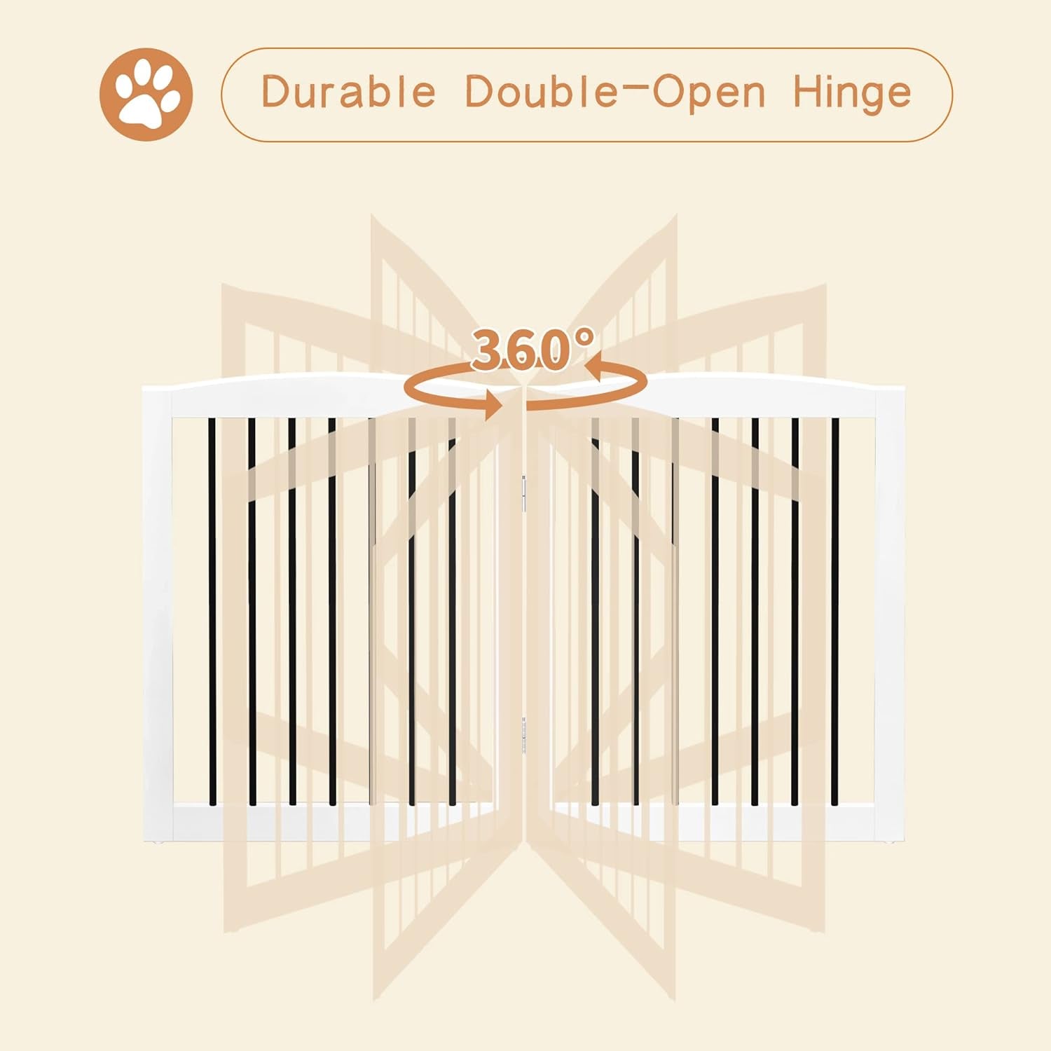 Freestanding Pet Gate for Dogs, Foldable Wooden Dog Gate for House, Indoor Dog G